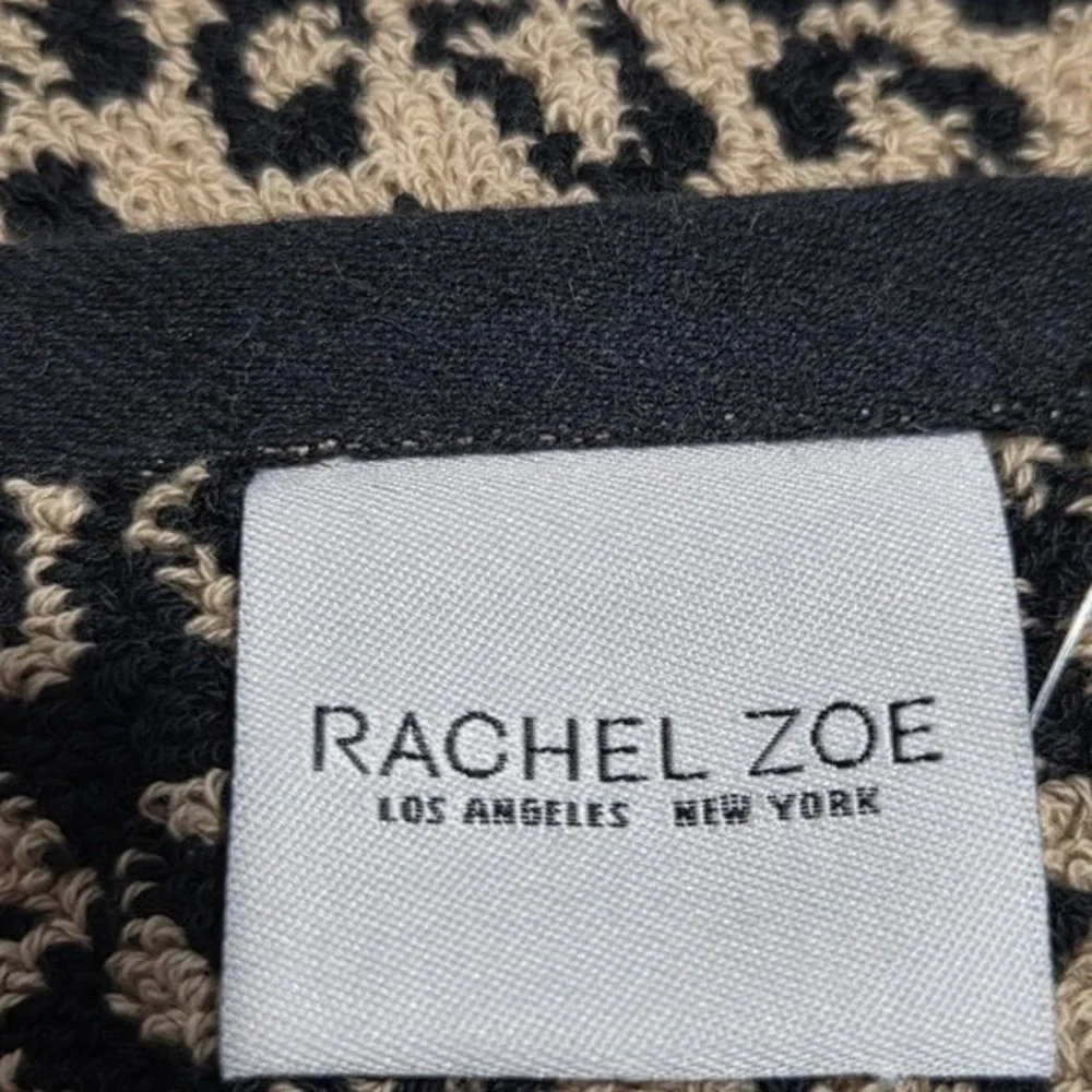 Rachel Zoe 4pc Leopard Cheetah Print Cotton Towel Set 2 Bath 2 Hand Black Tan